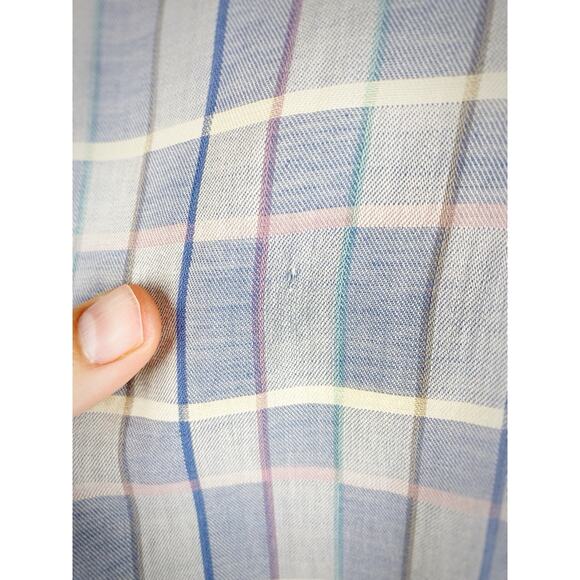 VTG ReUnion Button Up Striped Checkered Shirt Cut Off Sleeves Sz S Single Stitch - Picture 6 of 9